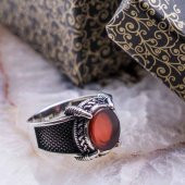 Akik Taşlı Kartal Pençesi Gümüş Yüzük thumbnail 1