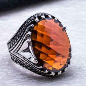 925 Ayar Gümüş Kırmızı Zirkon  Taşlı Yüzük thumbnail 4