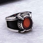 Akik Taşlı Kartal Pençesi Gümüş Yüzük thumbnail 4