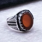 925 Ayar Gümüş Akik Taşlı  Erkek Yüzük thumbnail 4