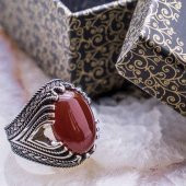 925 Ayar gümüş Akik Taşlı Gümüş Yüzük thumbnail 1