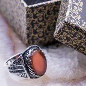 925 Ayar Gümüş Akik Taşlı  Erkek Yüzük thumbnail 1