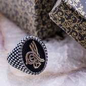 925 Ayar Gümüş Osmanlı Tuğralı Erkek Yüzük thumbnail 1