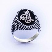 925 Ayar Gümüş Osmanlı Tuğralı Erkek Yüzük thumbnail 2