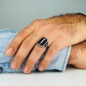 Elif Tasarımlı Tuğra Detaylı 925 Ayar Gümüş Yüzük thumbnail 2