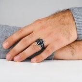 925 Ayar Gümüş Oval Çapa Desenli Yüzük thumbnail 2