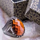 925 Ayar Gümüş Kırmızı Zirkon  Taşlı Yüzük thumbnail 1