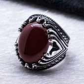 925 Ayar gümüş Akik Taşlı Gümüş Yüzük thumbnail 3