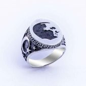 925 Ayar Gümüş Atatürk Simgeli Erkek Yüzük (Model-3) thumbnail 2