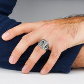 Ay Yıldız Tasarımlı Osmanlı Arma ve Kartal Motifli Gümüş Yüzük thumbnail 2