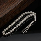 Küre Kesim Çizgili Gümüş Tesbih Model 3 thumbnail 1