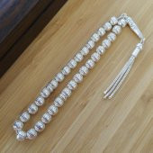 Küre Kesim Çizgili Gümüş Tesbih Model 3 thumbnail 3