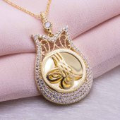 925 Ayar Gümüş Altın Kaplama Tuğralı Lale Kolye Model 2 thumbnail 1