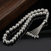 925 Ayar Gümüş Parmak İzi Desenli Gümüş Tesbih thumbnail 1