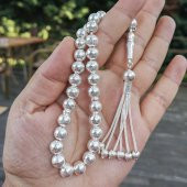 925 Ayar Gümüş Parmak İzi Desenli Gümüş Tesbih thumbnail 2