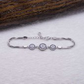 925 Ayar Gümüş Zirkon Taşlı Nazarlı Bayan  Bileklik thumbnail 1