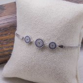 925 Ayar Gümüş Zirkon Taşlı Nazarlı Bayan  Bileklik thumbnail 2