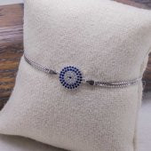 925 Ayar Gümüş Zirkon Taşlı Nazar  Bileklik thumbnail 2