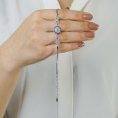 925 Ayar Gümüş Nazar  ve  Sonsuzluk simgeli  Bileklik thumbnail 2