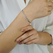 925 Ayar Gümüş Zirkon Taşlı Sonsuzluk Bayan  Bileklik thumbnail 1