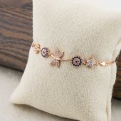 925 Ayar Gümüş Rose Nazar Boncuklu Yusufçuk Bayan Bileklik thumbnail 3