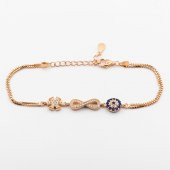 925 Ayar Gümüş Nazar Boncuklu Kar Tanesi Sonsuzluk Bileklik thumbnail 2