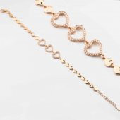 925 Ayar Gümüş Zirkon Taşlı  Kalpli Bayan  Bileklik thumbnail 1