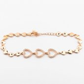 925 Ayar Gümüş Zirkon Taşlı  Kalpli Bayan  Bileklik thumbnail 2