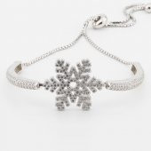 Muhteşem Tasarım 925 Ayar Gümüş Kar Tanesi Asansörlü Bileklik thumbnail 1