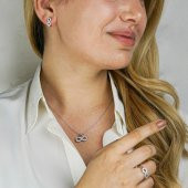 925 Ayar Gümüş Zirkon Taşlı Sonsuzluk Model Bayan  Set - 1