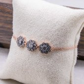 925 Ayar Gümüş Elmas Montür Papatya Bileklik thumbnail 2