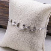 925 Ayar Gümüş Zirkon Taşlı Vav Model Bayan Bileklik thumbnail 3