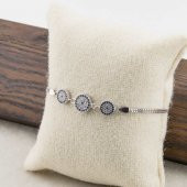 925 Ayar Gümüş Zirkon Taşlı  Nazarlı Bayan  Bileklik thumbnail 1