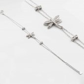 925 Ayar Gümüş Yusufçuk Simgeli Taşlı Bayan  Bileklik thumbnail 1