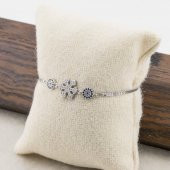 925 Ayar Gümüş Nazar Boncuklu Kar Tanesi  Bayan Bileklik thumbnail 5