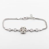 925 Ayar Gümüş Zirkon Taşlı  Kar Tanesi  Bayan Bileklik thumbnail 2