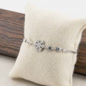 925 Ayar Gümüş Zirkon Taşlı  Kar Tanesi  Bayan Bileklik thumbnail 3
