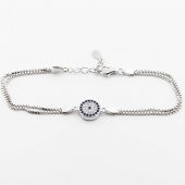 925 Ayar Gümüş  Zirkon Taşlı Nazar Bayan Bileklik thumbnail 2