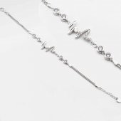 925 Ayar Gümüş Zirkon Taşlı Kalp Ritmi Bileklik thumbnail 1