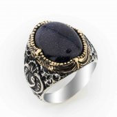 925 Ayar Gümüş Yıldız Taşlı Vav Detaylı Yüzük thumbnail 1