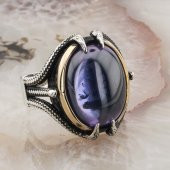 Mor Zirkon Bombe Taşlı Pençeli Gümüş Yüzük thumbnail 2