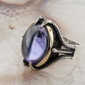 Mor Zirkon Bombe Taşlı Pençeli Gümüş Yüzük thumbnail 3