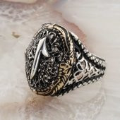 925 Ayar Gümüş Elif Simgeli Erkek Gümüş Yüzük thumbnail 3