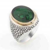 925 Ayar Gümüş Yeşil Zirkon  Taşlı Yüzük thumbnail 1