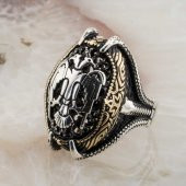 925 Ayar Gümüş Pençeli Selçuklu Kartalı Yüzük thumbnail 3