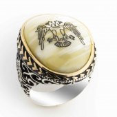 Büyük Sedef Taşlı Selçuklu Kartalı Gümüş Yüzük thumbnail 1