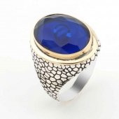 925 Ayar Gümüş Mavi  Zirkon Taşlı Erkek Yüzük Model 17 thumbnail 1