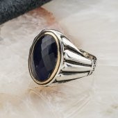 Mavi Zirkon Taşlı Gümüş Erkek Yüzük Model 8 thumbnail 3