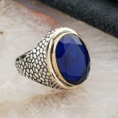 925 Ayar Gümüş Mavi  Zirkon Taşlı Erkek Yüzük Model 17 thumbnail 2