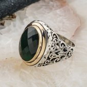 925 Ayar Gümüş Yeşil Zirkon Taşlı Erkek Yüzük Model 9 thumbnail 3